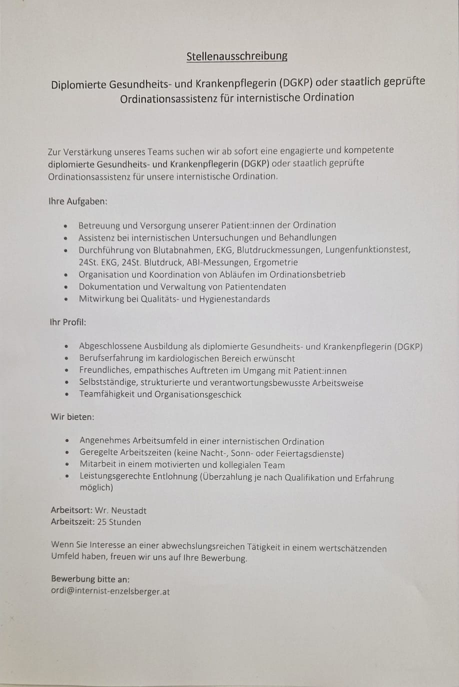 Stellenausschreibung